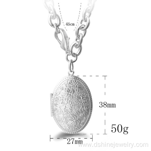 925 Sterling Silver Egg Shaped Pendant Chain Necklace Choker